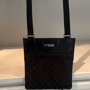 Gucci Black womens denim logo crossbody Bag